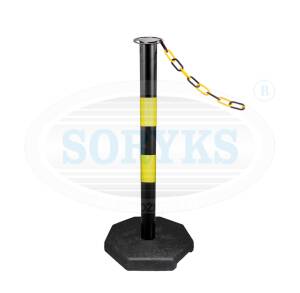 Słupek ostrzegawczy żółto-czarny do zaczepiania łańcucha lub sznura 60ZC2LS