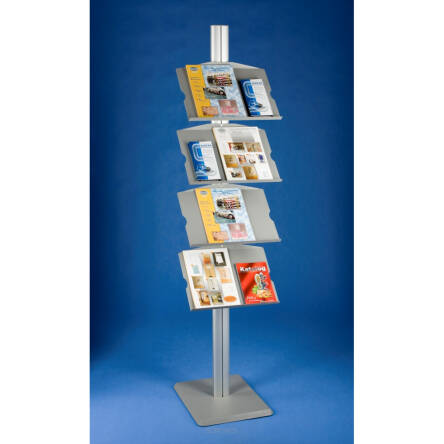 Stojak aluminiowy na katalogi, stojak na ulotki 4xA3, stojak reklamowy na ulotki 4xA3

